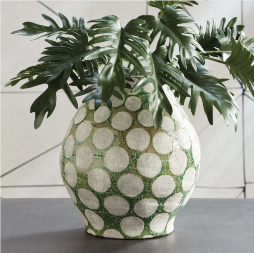 Large Green and Grey Polka Dot Vase Large - Image 2